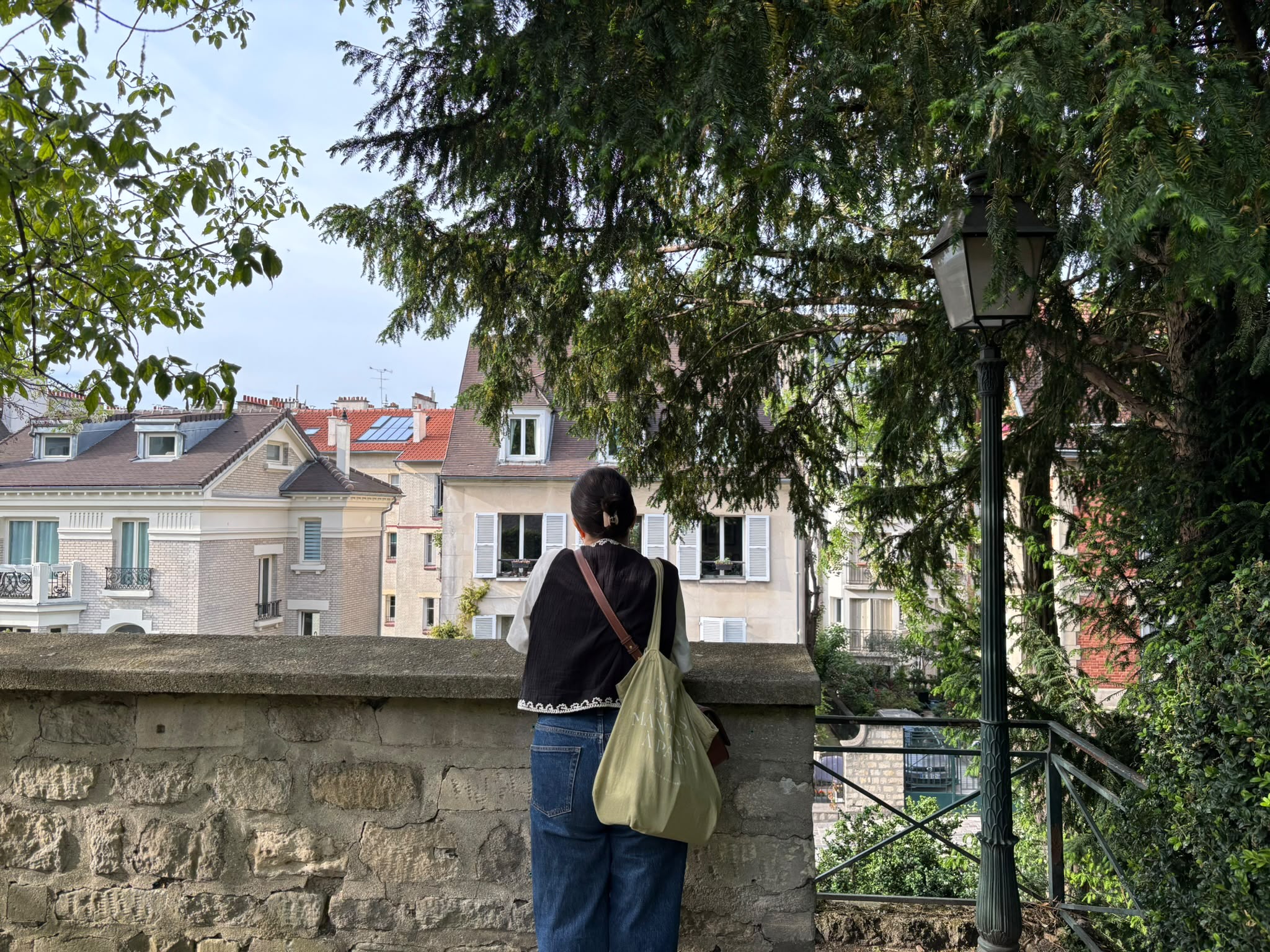 Vue sur les toits depuis un muret